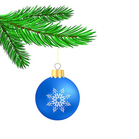 simsearch:400-09095755,k - Blue Glass Ball on Green Fir Branch. Christmas Symbol. Green Branch on White Background Photographie de stock - Aubaine LD & Abonnement, Code: 400-09112398