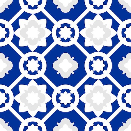 Tile indigo blue decorative floor tiles vector  pattern or seamless decoration wallpaper Stock Photo - Budget Royalty-Free & Subscription, Code: 400-09112512