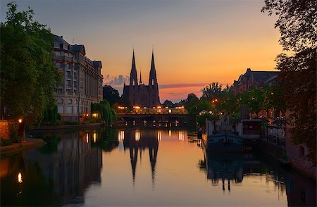 france barging - Reformed Church of St. Paul in Strasbourg at sunrise, France Stock Photo - Budget Royalty-Free & Subscription, Code: 400-09112536