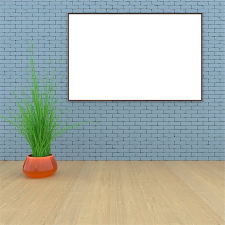 simsearch:400-08621223,k - Mock up room, empty white poster on blue wall 3D rendering Stock Photo - Budget Royalty-Free & Subscription, Code: 400-09112618