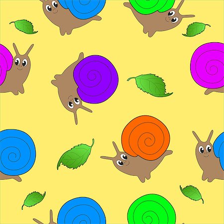 Seamless cartoon texture for children in the form of snails. Stock Photo - Budget Royalty-Free & Subscription, Code: 400-09112628