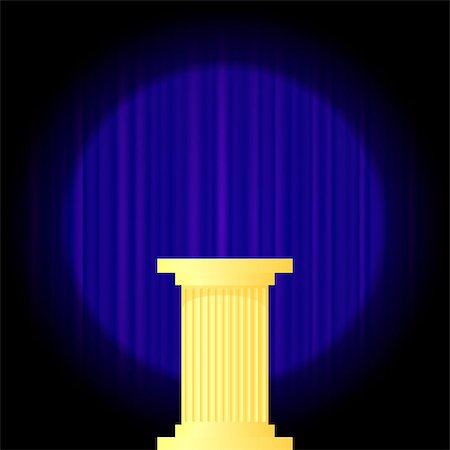 simsearch:400-09089850,k - Yellow Marble Greek Column on Dark Blue Wave Background. Ancient Single Pillar Foto de stock - Super Valor sin royalties y Suscripción, Código: 400-09112730