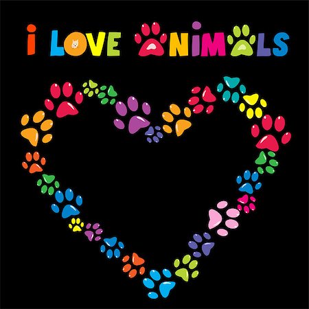 simsearch:400-04871184,k - I love animals card with colorful paw prints heart frame Photographie de stock - Aubaine LD & Abonnement, Code: 400-09112884