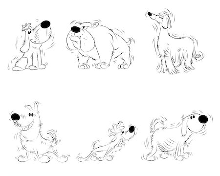 simsearch:400-09081887,k - Vector illustration of set of six sketches of dogs Fotografie stock - Microstock e Abbonamento, Codice: 400-09112901