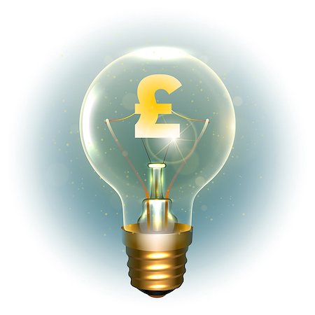 pound coin symbols - Realistic lamp with the symbol of currency instead of the filament of incandescence, isolated on a light background, vector illustration Stock Photo - Budget Royalty-Free & Subscription, Code: 400-09112916
