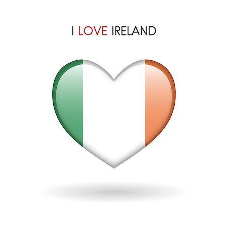Love Ireland symbol. Flag Heart Glossy icon on a white background isolated vector illustration eps10 Fotografie stock - Microstock e Abbonamento, Codice: 400-09112947