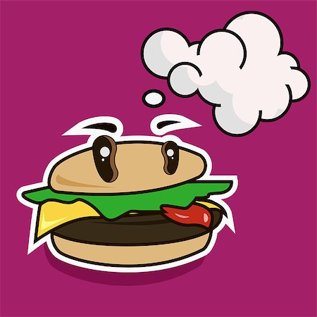 simsearch:614-06719767,k - Funny cartoon cheese burger with speech bubble, vector banner, illustration, ads Stock Photo - Budget Royalty-Free & Subscription, Code: 400-09113036