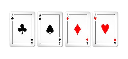 simsearch:400-07314049,k - Set of four aces deck of cards for playing poker and casino on white background. spades, diamonds, clubs and hearts. Photographie de stock - Aubaine LD & Abonnement, Code: 400-09113073