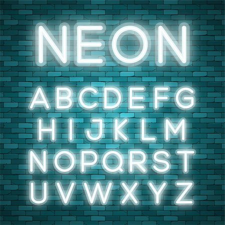 simsearch:400-06075564,k - Realistic neon alphabet. Bright neon glowing font. Vector format Foto de stock - Super Valor sin royalties y Suscripción, Código: 400-09113136