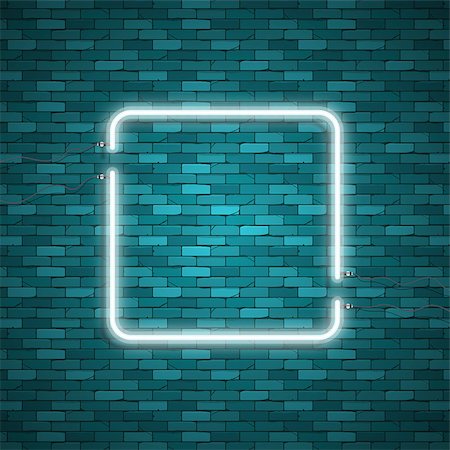 simsearch:400-05301926,k - Blue abstract neon square shape. Glowing vintage or futuristic frame. Simple electric symbol for advertisement or other design project. Vector illustration. Stock Photo - Budget Royalty-Free & Subscription, Code: 400-09113139