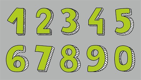 simsearch:400-08959133,k - Hand drawn green vector numbers isolated on grey background Photographie de stock - Aubaine LD & Abonnement, Code: 400-09113167