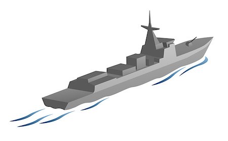 simsearch:400-04500008,k - Simple and clean naval warship vector clip-art graphic illustration, floating in the ocean Stockbilder - Microstock & Abonnement, Bildnummer: 400-09113206