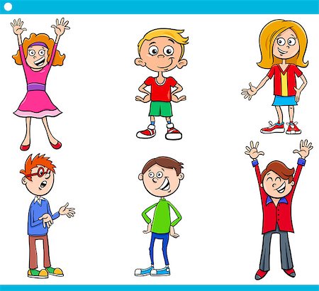 simsearch:400-08709483,k - Cartoon Illustration of Elementary Age Children Characters Set Photographie de stock - Aubaine LD & Abonnement, Code: 400-09113265