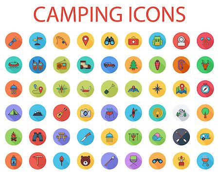 Camping icons set. Flat vector related icon set with long shadow for web and mobile applications. It can be used as - logo, pictogram, icon, infographic element. Vector Illustration. Stock Photo - Budget Royalty-Free & Subscription, Code: 400-09113327