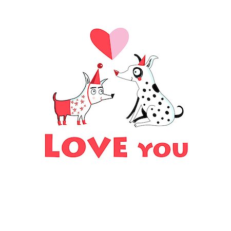 simsearch:400-07933418,k - Greeting vector greeting card to the enamored dog on white background Photographie de stock - Aubaine LD & Abonnement, Code: 400-09113346