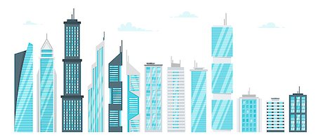 simsearch:400-08045697,k - Vector  cartoon style set of city modern skyscrapers Fotografie stock - Microstock e Abbonamento, Codice: 400-09113398