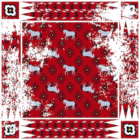 red carpet vector background - Horse red rough rug vector square design. Persian style vintage rug decor with loose texture. Stock Photo - Budget Royalty-Free & Subscription, Code: 400-09113438