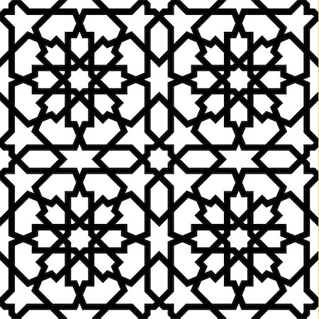 simsearch:400-05380617,k - Seamless arabic geometric ornament based on traditional arabic art. Muslim mosaic. Turkish, Arabian tile on a white background. Stock Photo - Budget Royalty-Free & Subscription, Code: 400-09113467