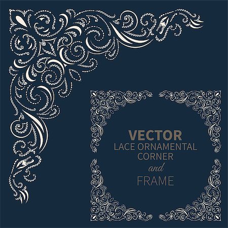 simsearch:400-08836820,k - Floral frame border. Decorative lace design element and fancy page ornament. Vector illustration Photographie de stock - Aubaine LD & Abonnement, Code: 400-09113591