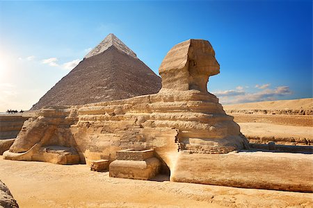 simsearch:400-09222068,k - Sphinx and pyramid in the egyptian desert Stock Photo - Budget Royalty-Free & Subscription, Code: 400-09113622