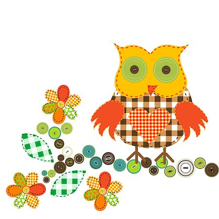 Cartoon owl in patchwork style Stock Photo - Budget Royalty-Free & Subscription, Code: 400-09113718