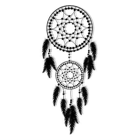 dream catcher - Hand-drawn dream catcher with feathers and shadow Stock Photo - Budget Royalty-Free & Subscription, Code: 400-09113719