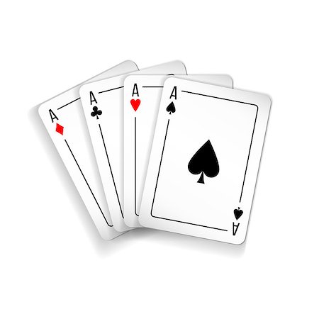 simsearch:400-07314049,k - Set of four aces deck of cards for playing poker and casino on white background. spades, diamonds, clubs and hearts. Photographie de stock - Aubaine LD & Abonnement, Code: 400-09113741