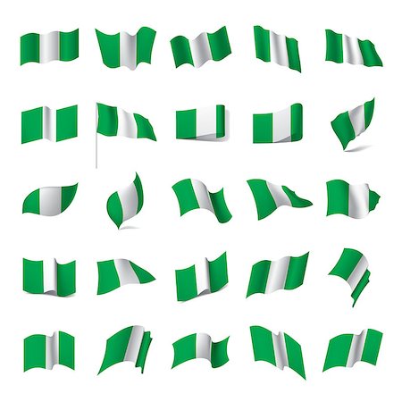 simsearch:400-09115770,k - Nigeria flag, vector illustration on a white background Foto de stock - Royalty-Free Super Valor e Assinatura, Número: 400-09113756