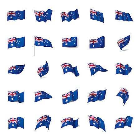 simsearch:400-04502321,k - Australia flag, vector illustration on a white background Foto de stock - Super Valor sin royalties y Suscripción, Código: 400-09113776