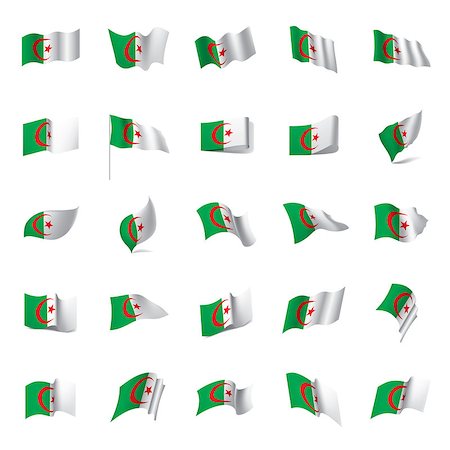 simsearch:400-09115770,k - Algeria flag, vector illustration on a white background Foto de stock - Royalty-Free Super Valor e Assinatura, Número: 400-09113779