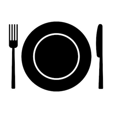 simsearch:400-04357357,k - Fork, knife and plate on plate background. Vector illustration Photographie de stock - Aubaine LD & Abonnement, Code: 400-09113849