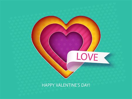 simsearch:400-07326110,k - Valentines Day card with hearts. Paper cut design. Vector illustration Photographie de stock - Aubaine LD & Abonnement, Code: 400-09120075
