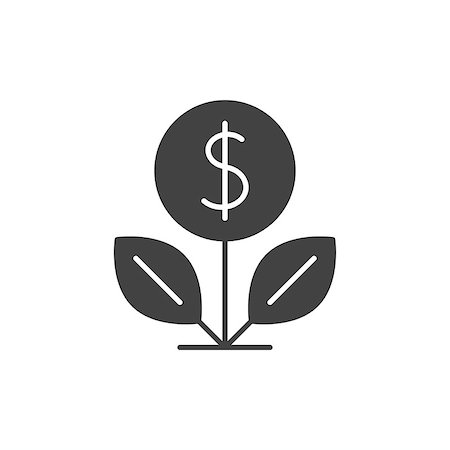 dollar sign with plants - Dollar tree black icon on white Stock Photo - Budget Royalty-Free & Subscription, Code: 400-09120096