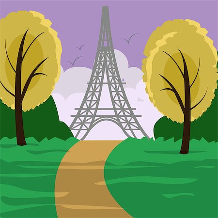 simsearch:400-07112628,k - Eiffel tower in Paris for travel design. Vector illustration or banner Photographie de stock - Aubaine LD & Abonnement, Code: 400-09120093