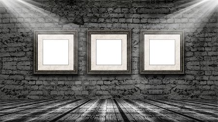 simsearch:400-06107660,k - 3D render of picture frames hanging in an old grunge interior Photographie de stock - Aubaine LD & Abonnement, Code: 400-09120124