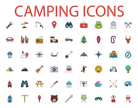 simsearch:400-06700048,k - Camping icons set. Flat vector related icon set for web and mobile applications. It can be used as - logo, pictogram, icon, infographic element. Vector Illustration. Stock Photo - Budget Royalty-Free & Subscription, Code: 400-09120169