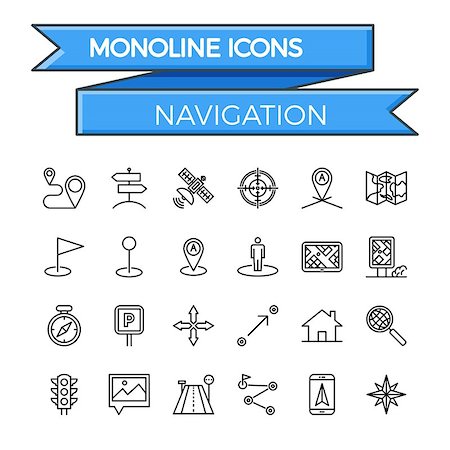 simsearch:400-07102775,k - Navigation Line Icon Set. Navigation Icon Vector. Navigation Icon Flat. Navigation Icon Image. Navigation Icon JPEG. Navigation Icon EPS. Navigation Icon JPG. Navigation Icon Object. Stock Photo - Budget Royalty-Free & Subscription, Code: 400-09120180