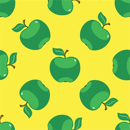 Apple green yellow seamless pattern background. Vector illustration Foto de stock - Royalty-Free Super Valor e Assinatura, Número: 400-09120515