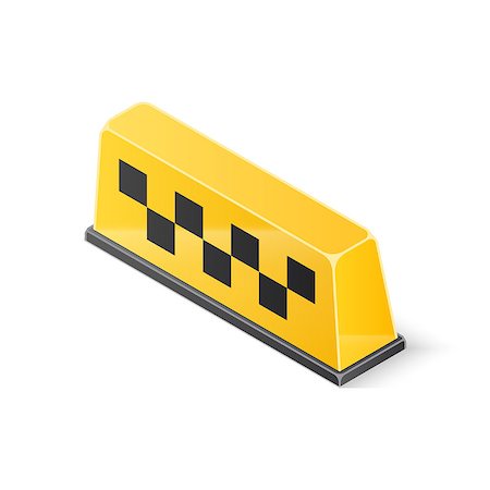 Yellow roof taxi sign isolated on white background. Isometric vector illustration. Stockbilder - Microstock & Abonnement, Bildnummer: 400-09120577