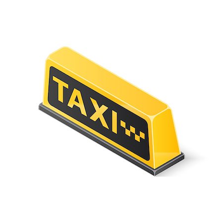 simsearch:400-04240283,k - Yellow roof taxi sign isolated on white background. Isometric vector illustration. Photographie de stock - Aubaine LD & Abonnement, Code: 400-09120578