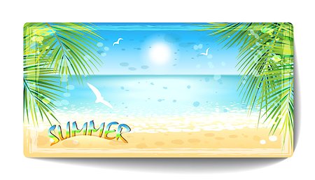 simsearch:400-07038268,k - Banner of sand beach at sunset time. Vector illustration. Stock Photo - Budget Royalty-Free & Subscription, Code: 400-09120601