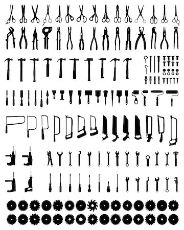 simsearch:400-04121750,k - Set of black silhouettes of tools on a white background Stock Photo - Budget Royalty-Free & Subscription, Code: 400-09120667