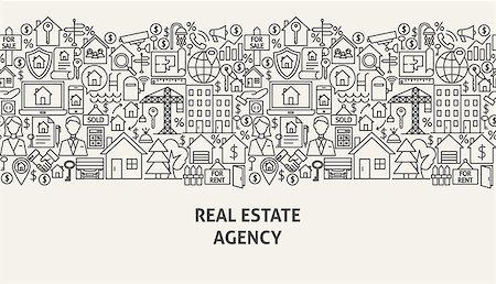 simsearch:400-08967527,k - Real Estate Agency Banner Concept. Vector Illustration of Line Web Design. Stock Photo - Budget Royalty-Free & Subscription, Code: 400-09120697