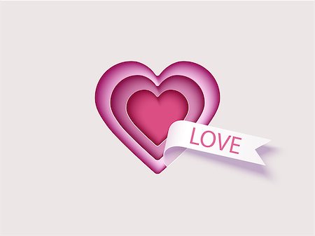 simsearch:400-07326110,k - Valentines Day card with hearts. Paper cut design. Vector illustration Stock Photo - Budget Royalty-Free & Subscription, Code: 400-09120747