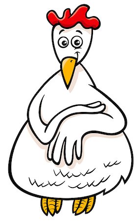 simsearch:400-09120776,k - Cartoon Illustration of Comic Hen or Chicken Animal Character Photographie de stock - Aubaine LD & Abonnement, Code: 400-09120775