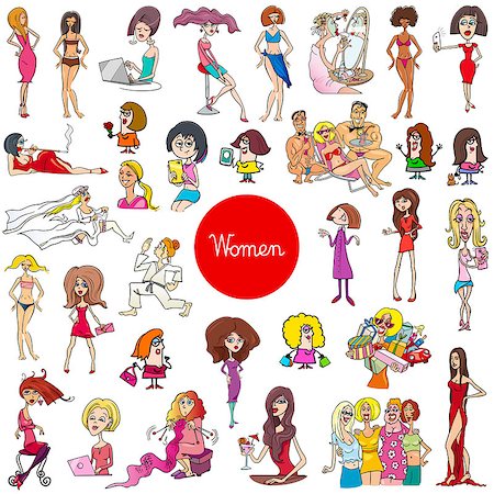 Cartoon Illustration of Women Characters Huge Set Foto de stock - Super Valor sin royalties y Suscripción, Código: 400-09120779