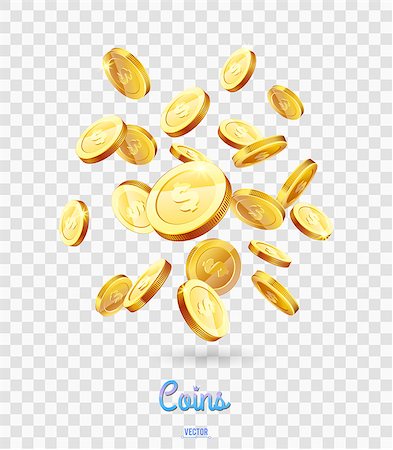 simsearch:400-04639602,k - Realistic Gold coins falling down. Isolated on transparent background. Stock Photo - Budget Royalty-Free & Subscription, Code: 400-09120799