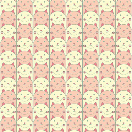 seamless pastel peach pink white cat pattern vector illustration Stock Photo - Budget Royalty-Free & Subscription, Code: 400-09120845