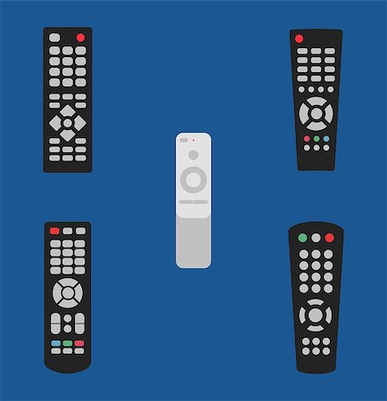 Tv remote control vector illustration icon set old and modern isolated on blue background Stock Photo - Budget Royalty-Free & Subscription, Code: 400-09120970