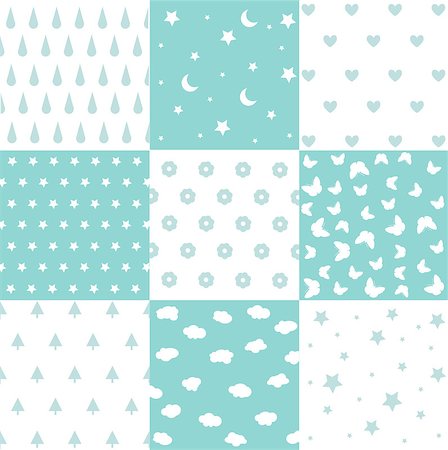 simsearch:400-09133678,k - Cute set of kids seamless patterns with fabric textures Stock Photo - Budget Royalty-Free & Subscription, Code: 400-09120980